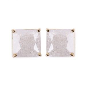 Cubic Zirconia Square Cut Studs - Cloudy Marble